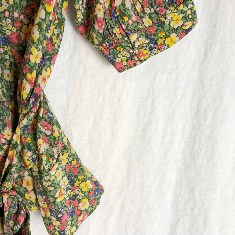 Doen Yana Floral Silk Blouse Green Valley Size Small - Picture 6 of 16